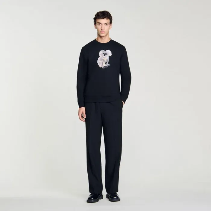 Men Sweatshirts and Hoodies SANDRO Wild Animals Sweatshirt Black