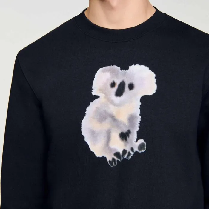 Men Sweatshirts and Hoodies SANDRO Wild Animals Sweatshirt Black