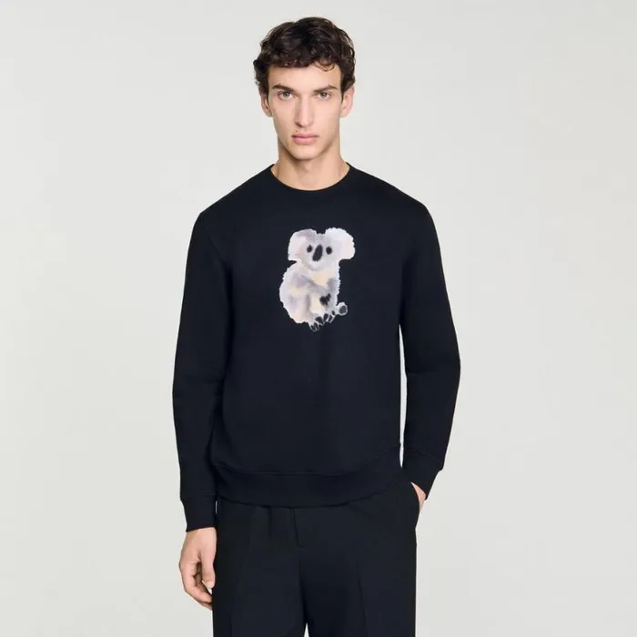 Men Sweatshirts and Hoodies SANDRO Wild Animals Sweatshirt Black