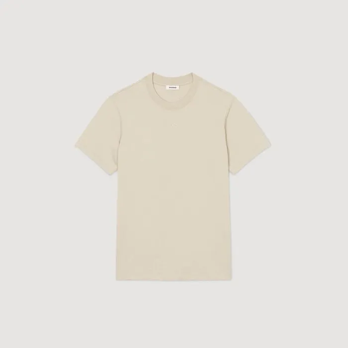 Men Tshirts and Polos SANDRO Cotton Tshirt With Logo Light Kaki