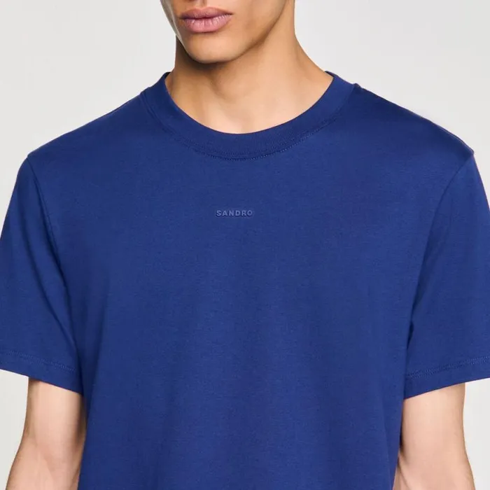 Men Tshirts and Polos SANDRO Cotton Tshirt With Logo Royal Blue