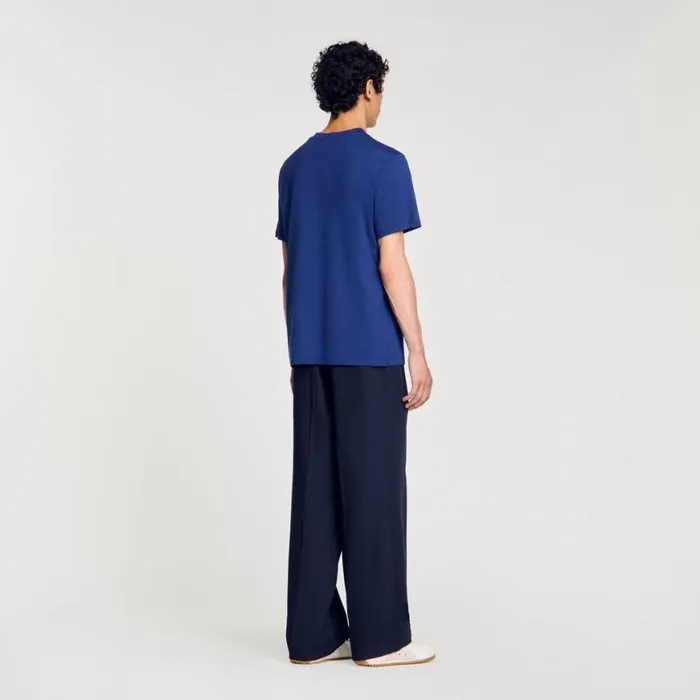 Men Tshirts and Polos SANDRO Cotton Tshirt With Logo Royal Blue