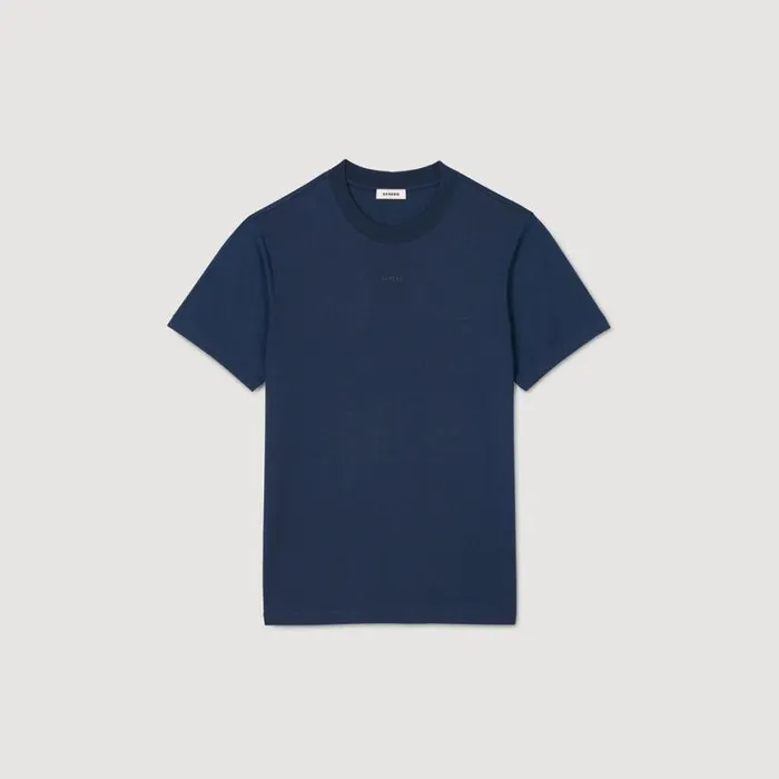 Men Tshirts and Polos SANDRO Cotton Tshirt With Logo Royal Blue