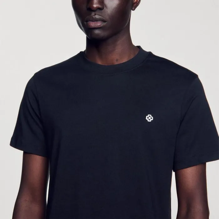 Men Tshirts and Polos SANDRO Tshirt With Square Cross Patch Black