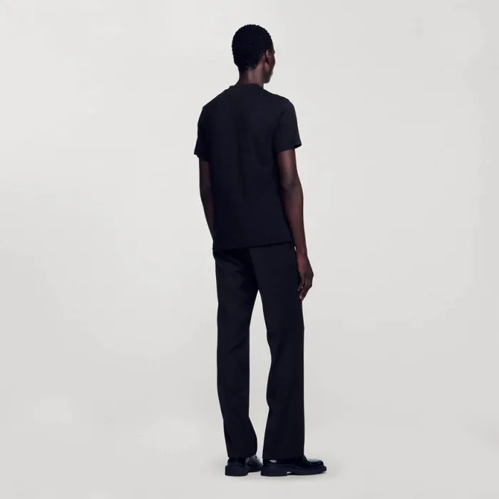 Men Tshirts and Polos SANDRO Tshirt With Square Cross Patch Black