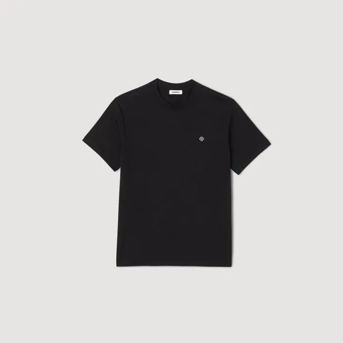Men Tshirts and Polos SANDRO Tshirt With Square Cross Patch Black