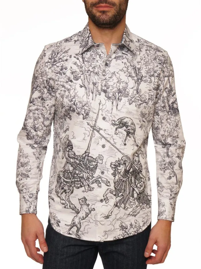 Men THE TOURNY LONG SLEEVE BUTTON DOWN SHIRT White Robert Graham Button Down Shirts