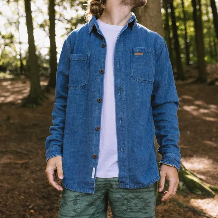Men Tops Passenger Backcountry Organic Cotton Denim LS Shirt Washed Denim Washed Denim