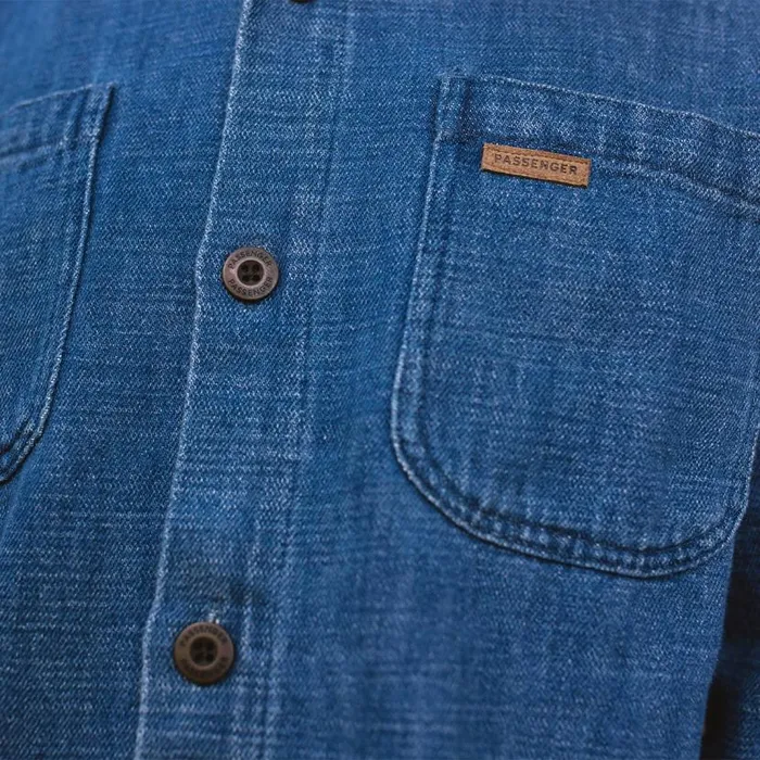 Men Tops Passenger Backcountry Organic Cotton Denim LS Shirt Washed Denim Washed Denim