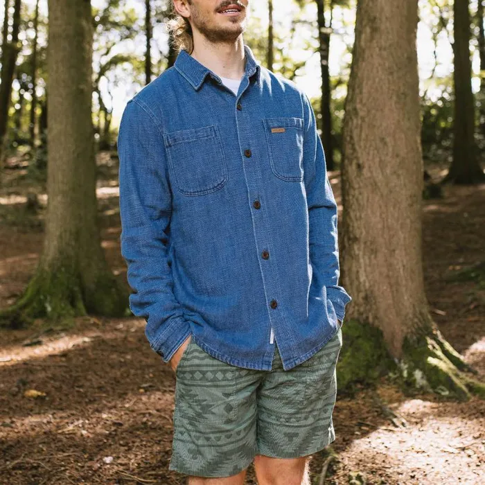 Men Tops Passenger Backcountry Organic Cotton Denim LS Shirt Washed Denim Washed Denim