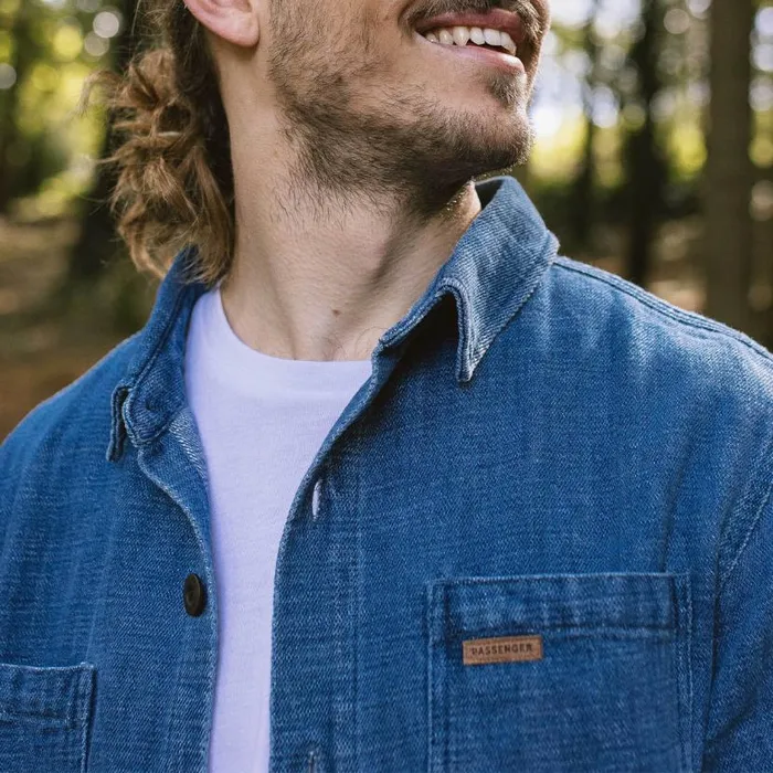 Men Tops Passenger Backcountry Organic Cotton Denim LS Shirt Washed Denim Washed Denim