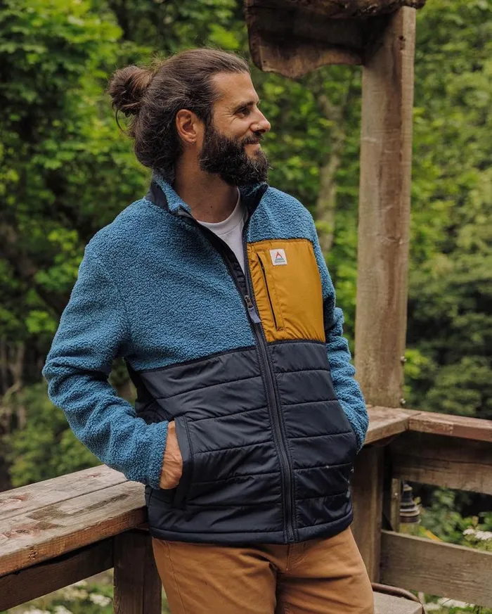 Men Tops Passenger Born Explorer Recycled PolarLined Sherpa Fleece Blue Steel Blue Steel