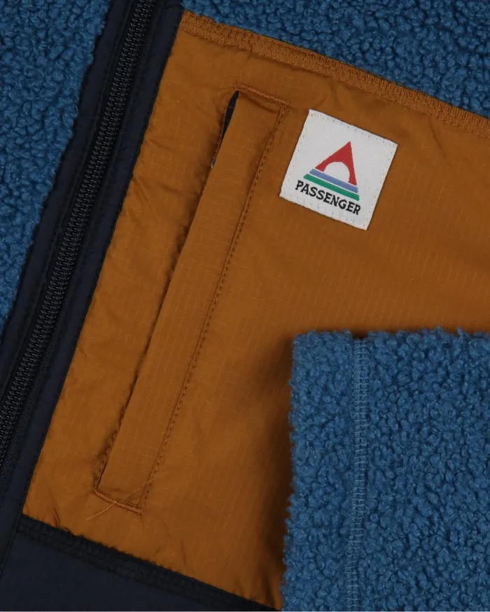 Men Tops Passenger Born Explorer Recycled PolarLined Sherpa Fleece Blue Steel Blue Steel