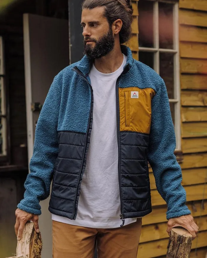 Men Tops Passenger Born Explorer Recycled PolarLined Sherpa Fleece Blue Steel Blue Steel