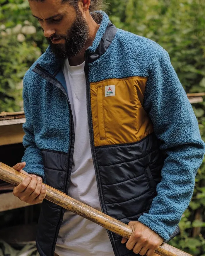 Men Tops Passenger Born Explorer Recycled PolarLined Sherpa Fleece Blue Steel Blue Steel