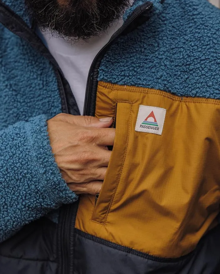 Men Tops Passenger Born Explorer Recycled PolarLined Sherpa Fleece Blue Steel Blue Steel