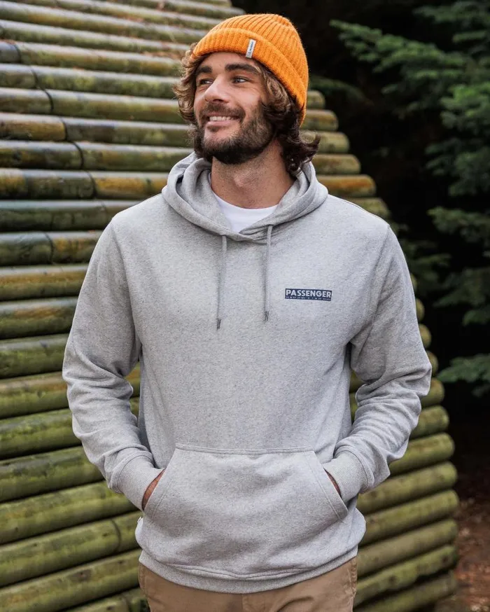 Men Tops Passenger Distance Organic Cotton Hoodie Grey Marl Grey Marl