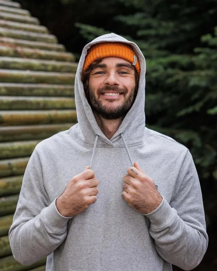 Men Tops Passenger Distance Organic Cotton Hoodie Grey Marl Grey Marl