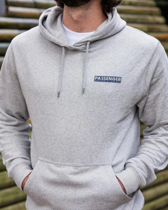 Men Tops Passenger Distance Organic Cotton Hoodie Grey Marl Grey Marl
