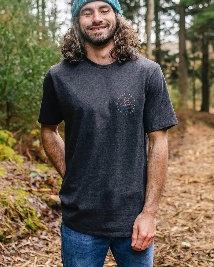 Men Tops Passenger Escapism Recycled Cotton TShirt Charcoal Marl Charcoal Marl