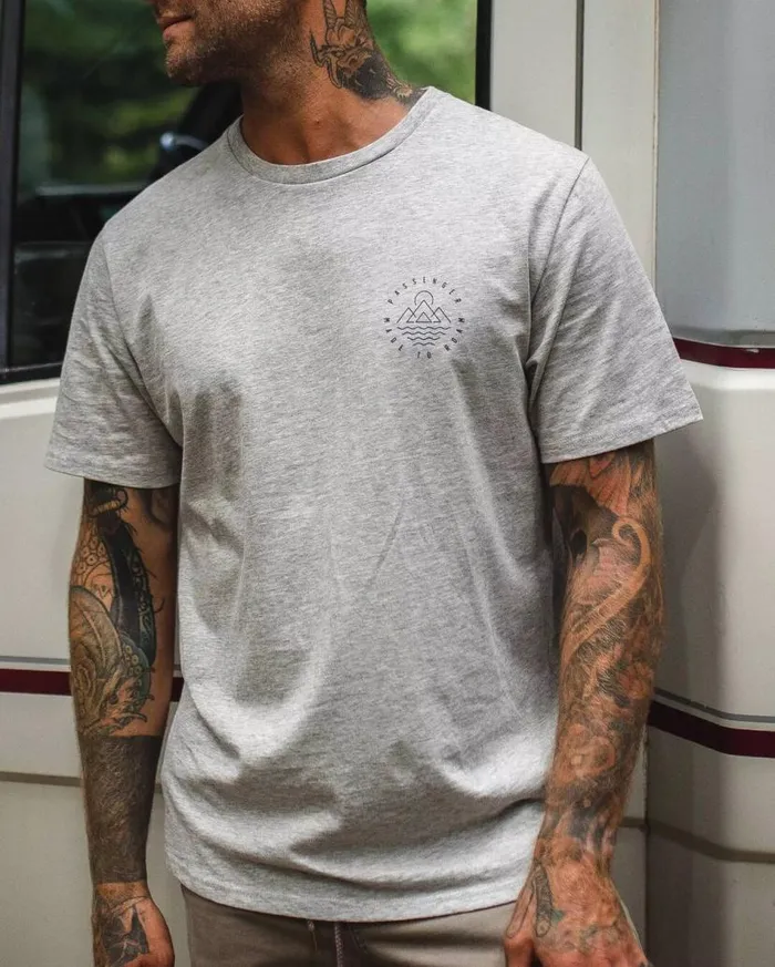 Men Tops Passenger Escapism Recycled Cotton TShirt Grey Marl Grey Marl