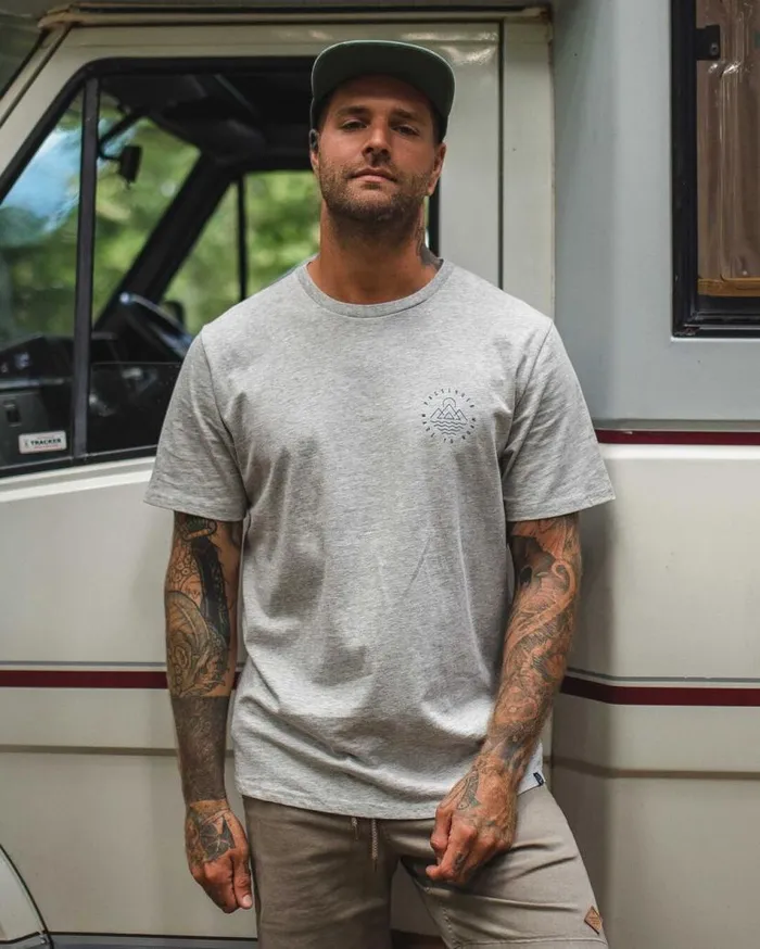 Men Tops Passenger Escapism Recycled Cotton TShirt Grey Marl Grey Marl