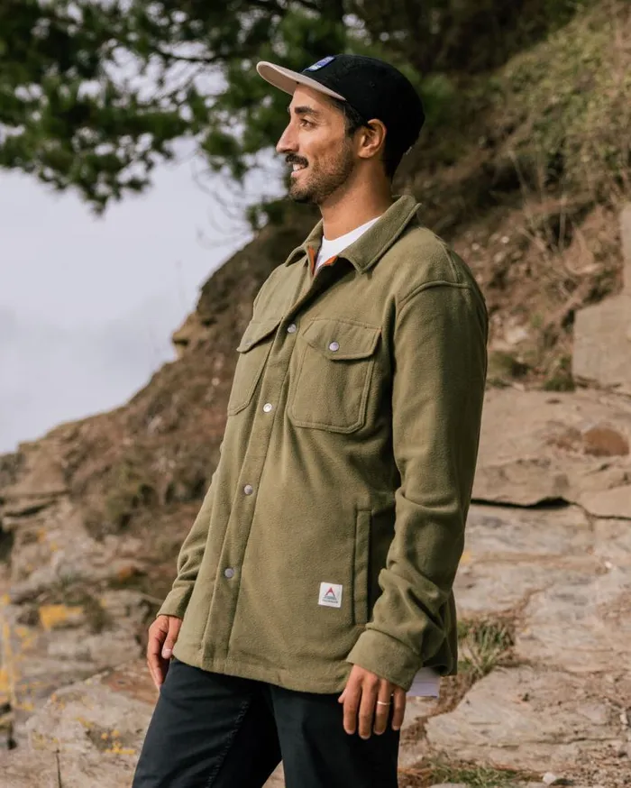 Men Tops Passenger Maple Recycled Polar Fleece Shirt Khaki Khaki
