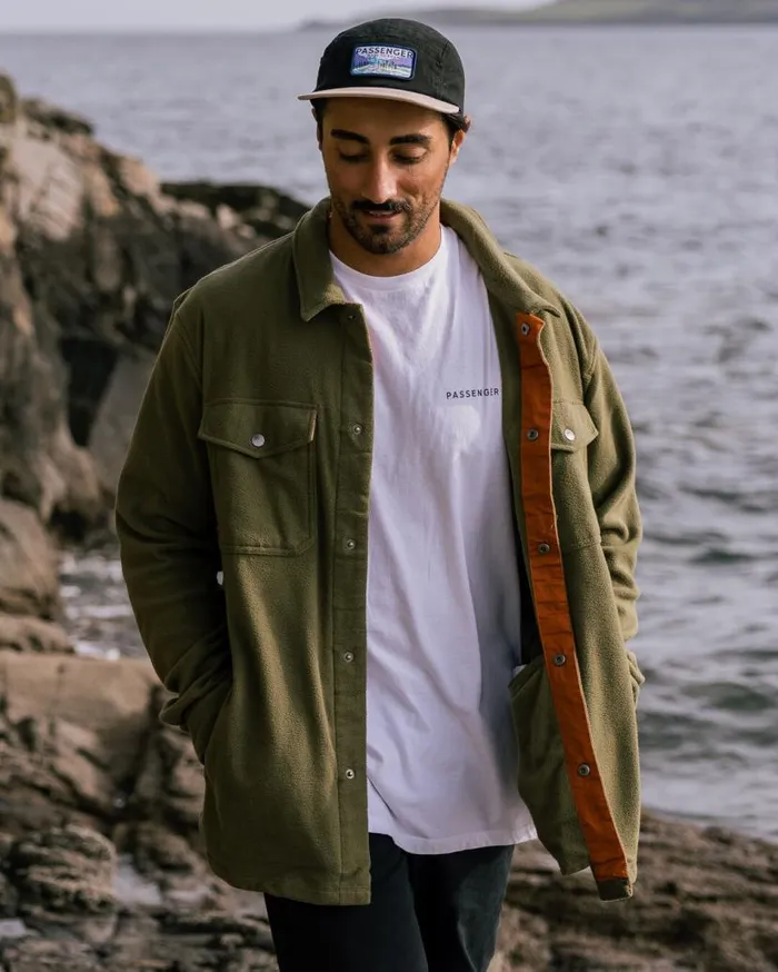 Men Tops Passenger Maple Recycled Polar Fleece Shirt Khaki Khaki