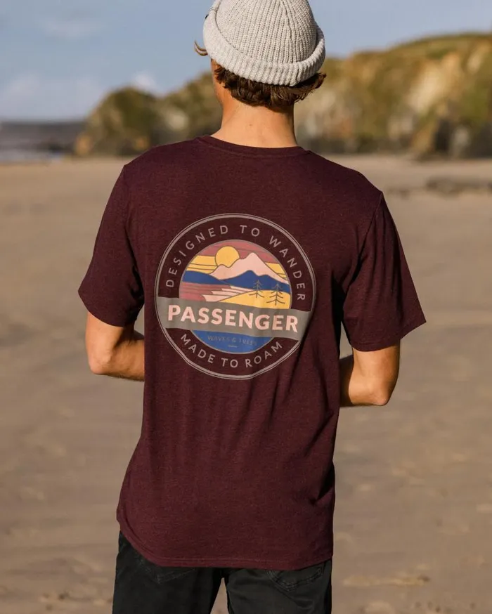 Men Tops Passenger Odyssey Organic Cotton TShirt Wine Marl Wine Marl