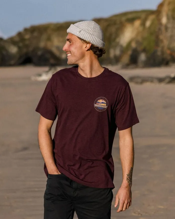 Men Tops Passenger Odyssey Organic Cotton TShirt Wine Marl Wine Marl