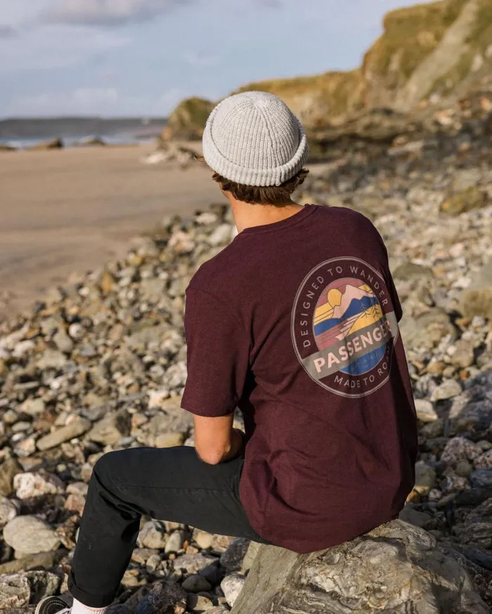 Men Tops Passenger Odyssey Organic Cotton TShirt Wine Marl Wine Marl