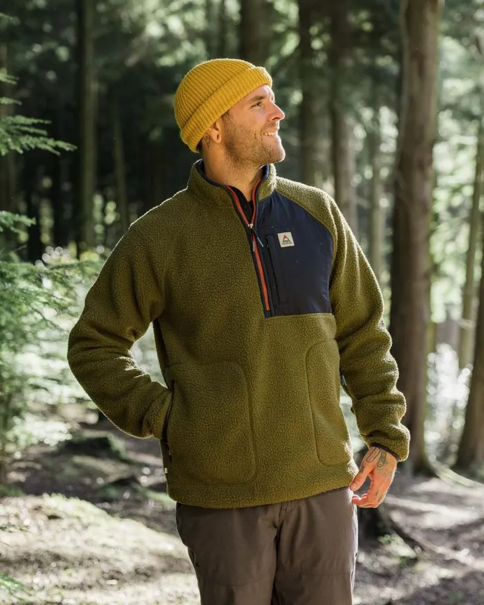 Men Tops Passenger Offgrid 20 12 Zip Recycled Sherpa Fleece Khaki Khaki