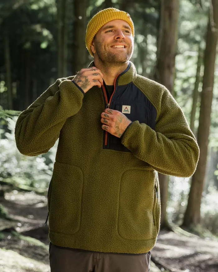 Men Tops Passenger Offgrid 20 12 Zip Recycled Sherpa Fleece Khaki Khaki