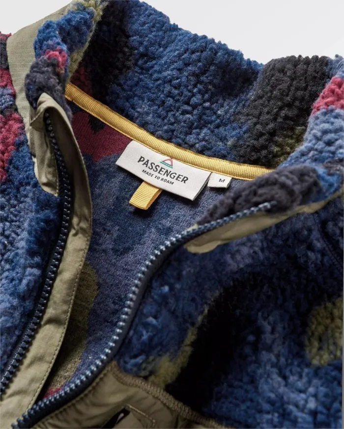 Men Tops Passenger Offroad Recycled Sherpa 12 Zip Fleece Sycamore Pattern Sycamore Pattern