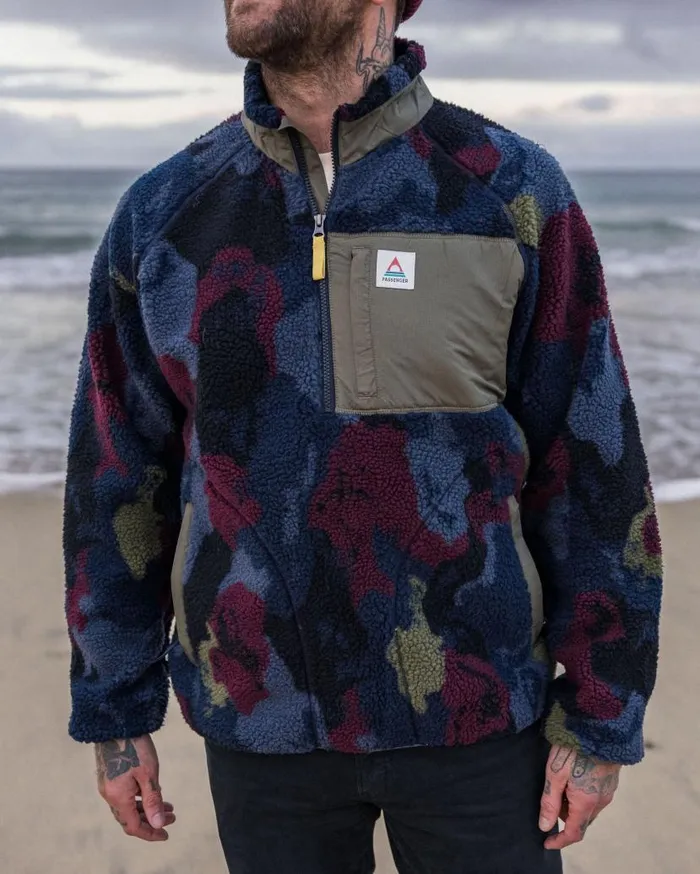 Men Tops Passenger Offroad Recycled Sherpa 12 Zip Fleece Sycamore Pattern Sycamore Pattern