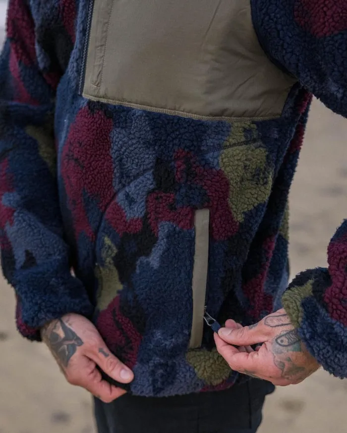 Men Tops Passenger Offroad Recycled Sherpa 12 Zip Fleece Sycamore Pattern Sycamore Pattern