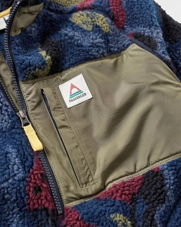 Men Tops Passenger Offroad Recycled Sherpa 12 Zip Fleece Sycamore Pattern Sycamore Pattern