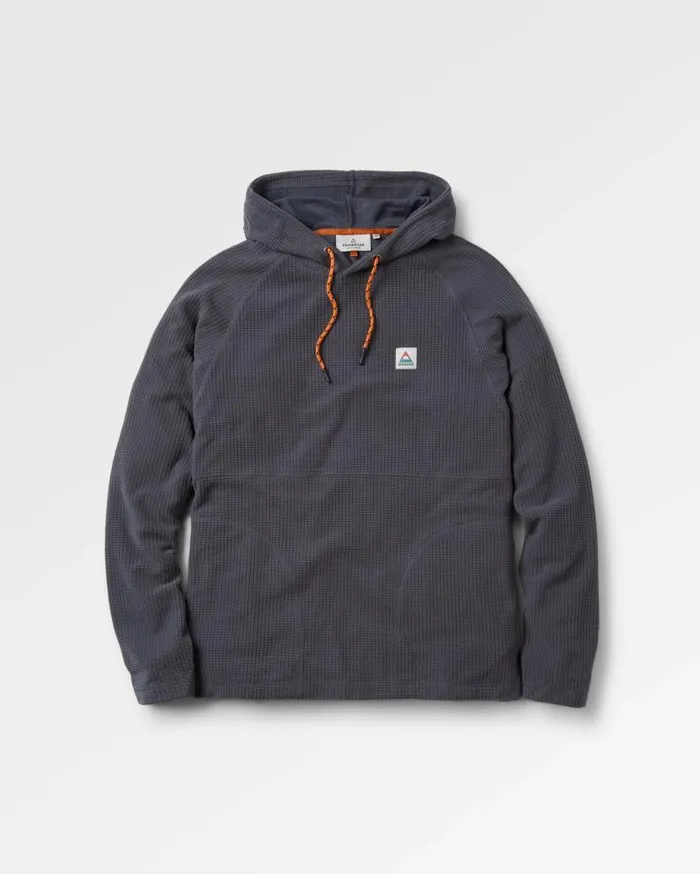 Men Tops Passenger Point Recycled Grid Polar Fleece Hoodie Charcoal Charcoal