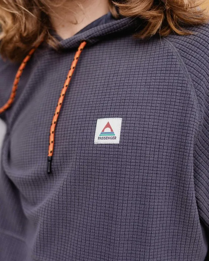 Men Tops Passenger Point Recycled Grid Polar Fleece Hoodie Charcoal Charcoal