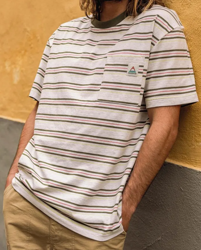 Men Tops Passenger Retro Recycled Relaxed Fit TShirt Birch Marl Birch Marl