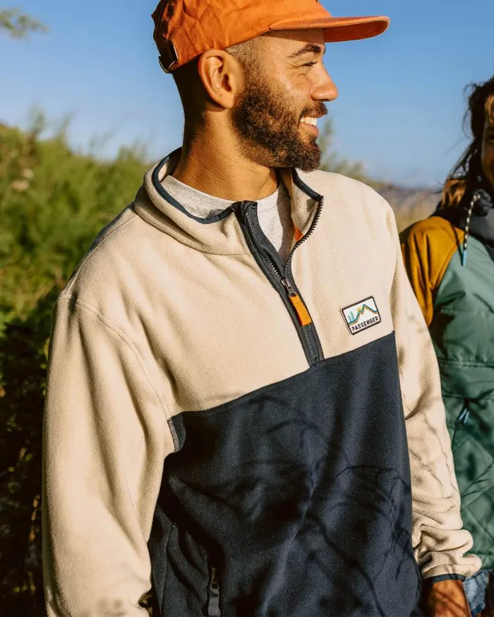 Men Tops Passenger Set Off Recycled Polar 14 Zip Fleece Oatmeal Oatmeal
