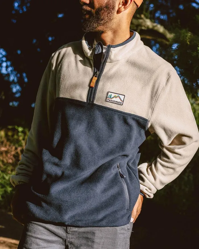 Men Tops Passenger Set Off Recycled Polar 14 Zip Fleece Oatmeal Oatmeal