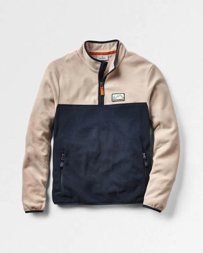 Men Tops Passenger Set Off Recycled Polar 14 Zip Fleece Oatmeal Oatmeal