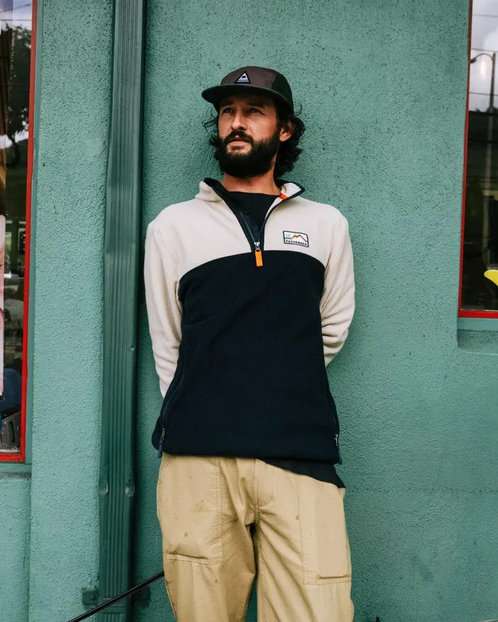 Men Tops Passenger Set Off Recycled Polar 14 Zip Fleece Oatmeal Oatmeal