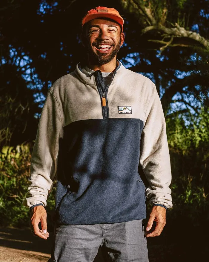 Men Tops Passenger Set Off Recycled Polar 14 Zip Fleece Oatmeal Oatmeal