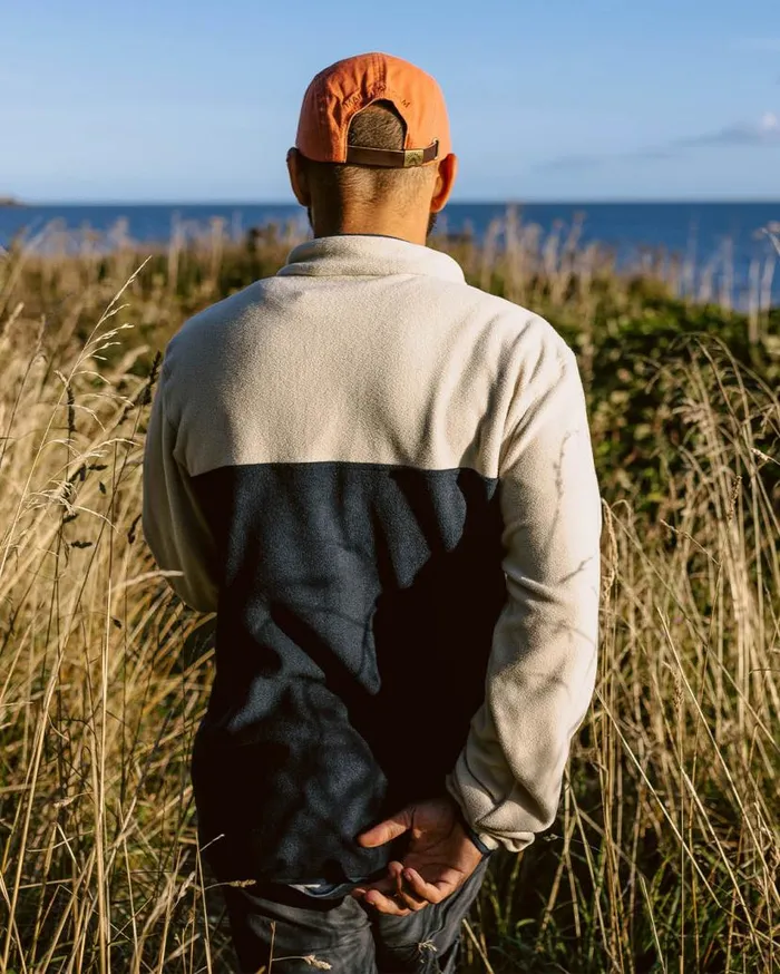 Men Tops Passenger Set Off Recycled Polar 14 Zip Fleece Oatmeal Oatmeal