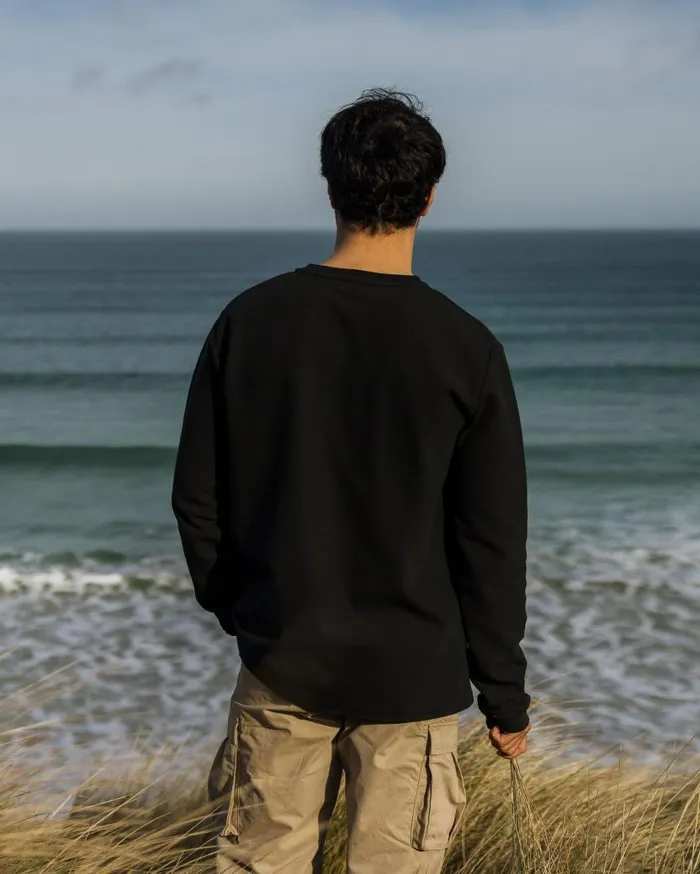 Men Tops Passenger Stream Button Up Henley Black Black