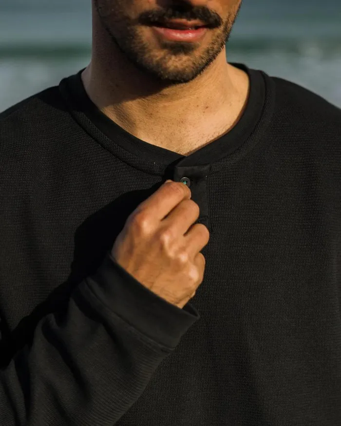 Men Tops Passenger Stream Button Up Henley Black Black