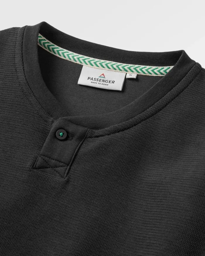 Men Tops Passenger Stream Button Up Henley Black Black