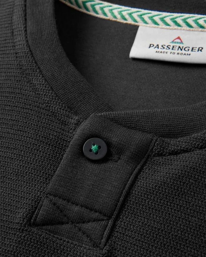 Men Tops Passenger Stream Button Up Henley Black Black
